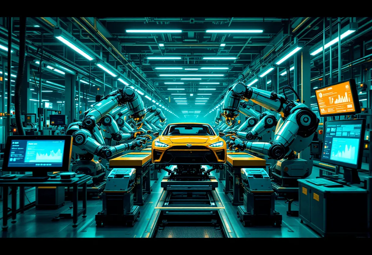 Automobilfertigung — Linie, Roboter und Endmontage